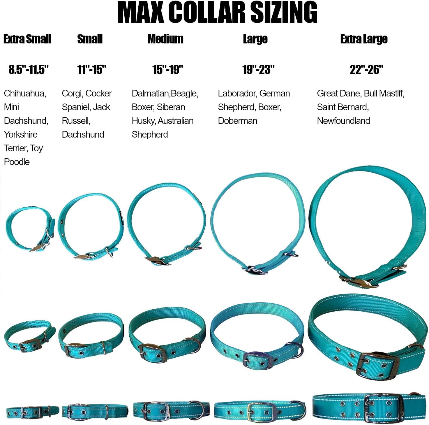 MAX Reflective Metal Buckle Dog Collar - We Donate a Collar to a Dog Rescue for Every Collar Sold (X-Large, RED)